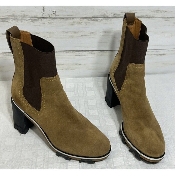 RAG & BONE Shiloh High Golden Brown Ankle Boot Sz 38.5 US 8.5 Leather Block Heel - Picture 2 of 16